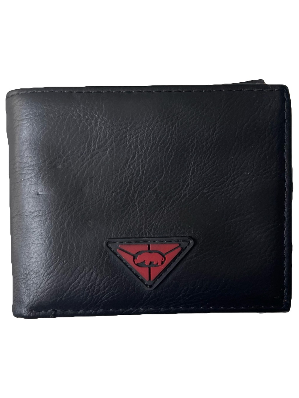 Ecko Unlimited Black Leather Bi-Fold Wallet with Red Logo Accent